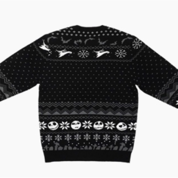 2X Nightmare Before Christmas Jack and Sally on Hill Intarsia Holiday Sweater - Picture 4 of 6